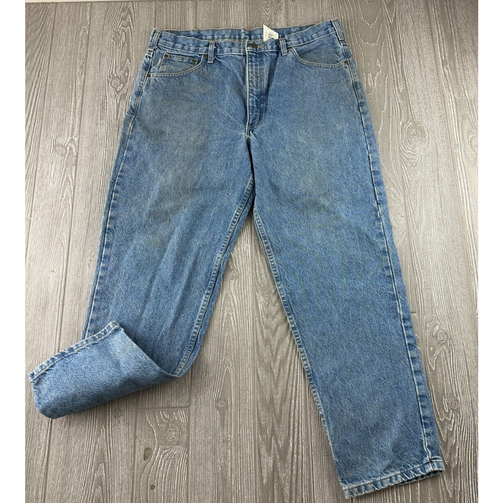 Carhartt Men's Jeans B17 STW Relaxed Fit Blue Denim Work Size 38X30 Med Wash